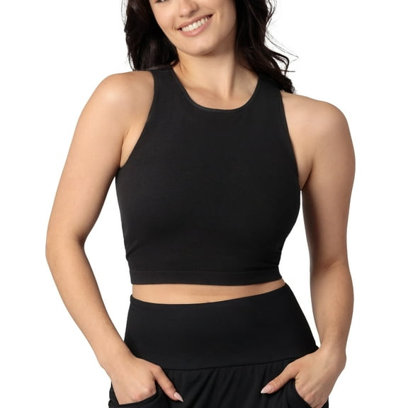 Kindred Bravely Sublime Maternity Longline Nursing & Maternity Bra for Breastfeeding | Nursing Tank Tops (Black, X-Large Busty)
