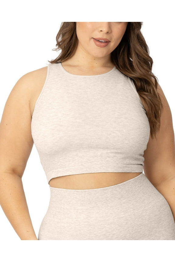Sublime Maternity Longline Nursing & Maternity Bra for Breastfeeding | Nursing Tank Tops (Oatmeal Heather, Large Busty)