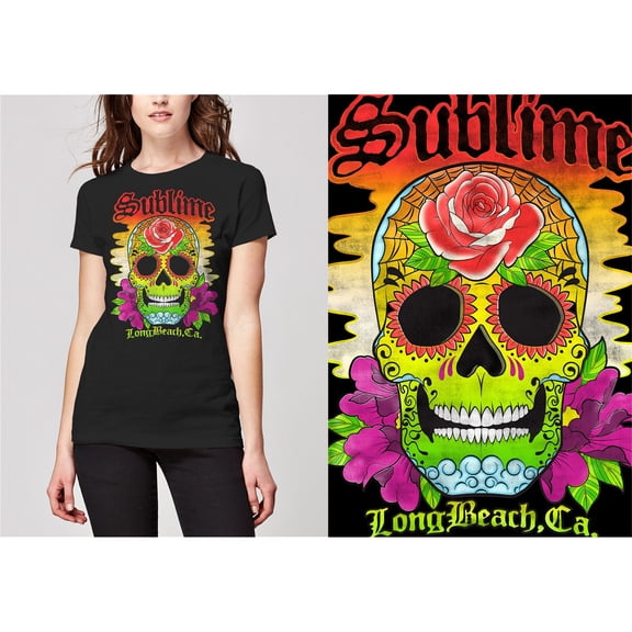 Sublime Colour Skull Skinny Fit T Shirt