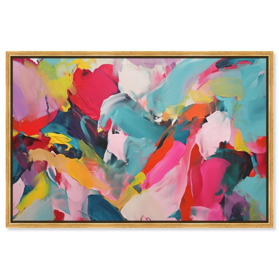 Sublime Fusion Layers II Canvas Maximalist Abstract by Art Remedy, Gold Frame, 30" x 20"