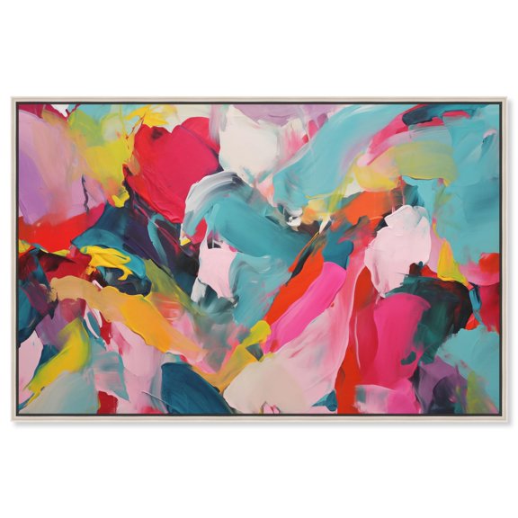 Sublime Fusion Layers II Canvas Maximalist Abstract by Art Remedy, Silver Frame, 36" x 24"
