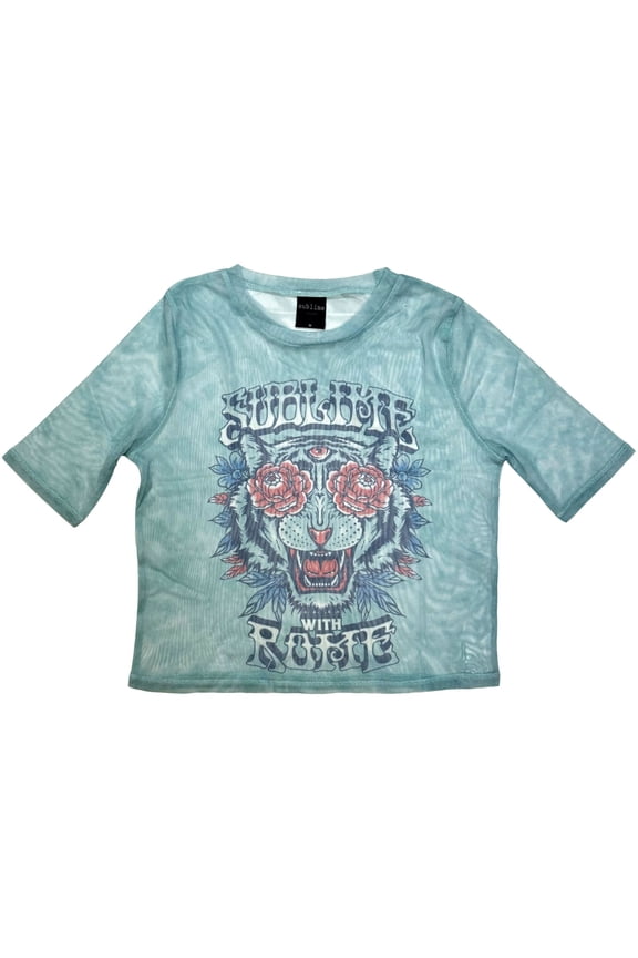 Sublime Ladies Mesh Crop Top: With Rome (Light Blue)