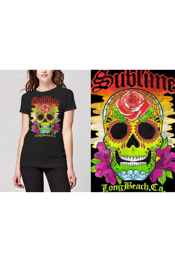 Sublime Ladies T-Shirt: Colour Skull (X-Large)