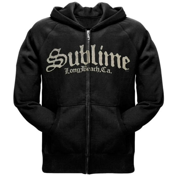 Sublime Men's Logo Zippered Hooded Sweatshirt Small Black