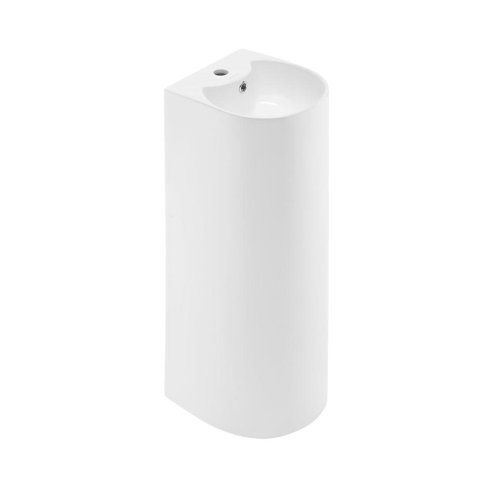 White Glossy Ceramic Pedestal Bathroom Sink
