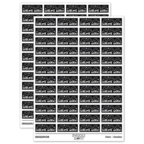 Sublime Work Teacher Student School Sticker Set - Black - Gloss Finish - 1.25" Mini