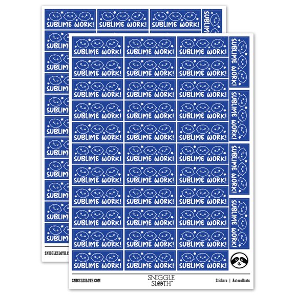 Sublime Work Teacher Student School Sticker Set - Dark Blue - Gloss Finish - 1.5" Small