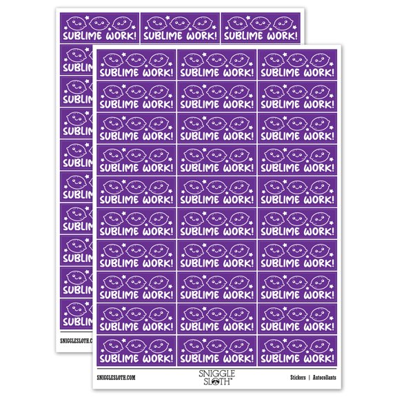 Sublime Work Teacher Student School Sticker Set - Purple - Matte Finish - 1.75" Medium