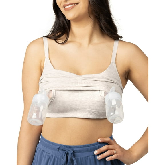 Kindred Bravely Sublime Wireless Busty Sleep Pumping Bra | Seamless Pumping & Nursing Bra for E, F, G, H Cups (Oatmeal Heather, Small-Busty)