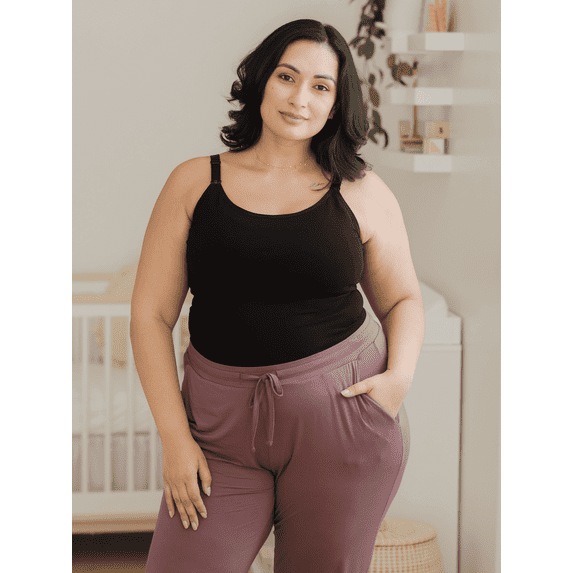 Kindred Bravely Sublime Pumping & Nursing Cami, Hands Free, Nursing Tank Tops Adjustable Pumping Bra with Easy Clip (Black, Medium-Busty)