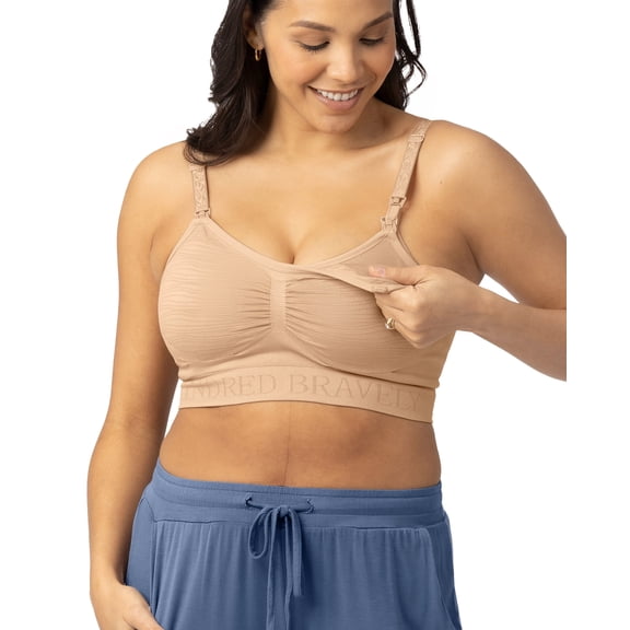 Kindred Bravely Sublime Pumping Bra Hands Free, Adjustable Pumping & Nursing Bra with EasyClip for all Breast Pumps (Beige, Large)