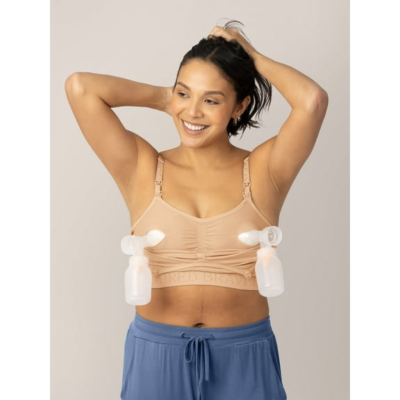 Kindred Bravely Sublime Pumping Bra Hands Free, Adjustable Pumping & Nursing Bra with EasyClip for all Breast Pumps (Beige, X-Small)
