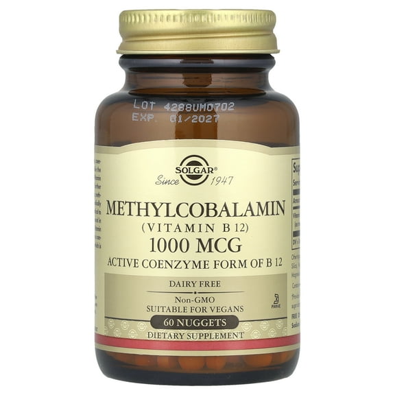 Sublingual Methylcobalamin (Vitamin B12), 1,000 mcg, 60 Nuggets, Solgar