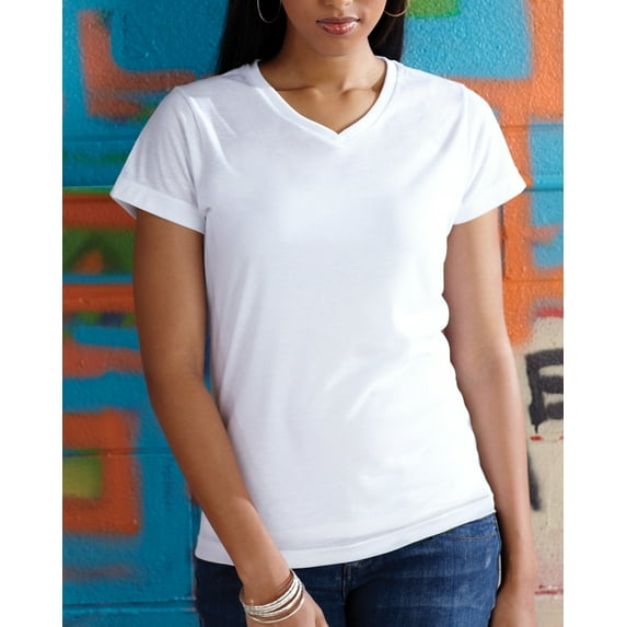 Sublivie 1507 Ladies' V-Neck Sublimation T-Shirt - WHITE - 2XL
