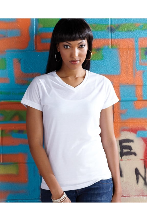 1507 Ladies' V-Neck Sublimation T-Shirt WHITE L