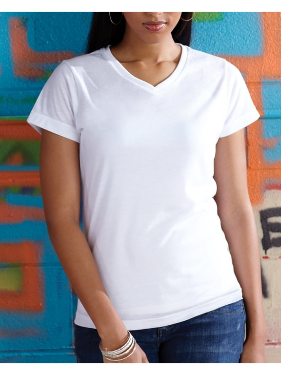 1507 Ladies' V-Neck Sublimation T-Shirt WHITE XL