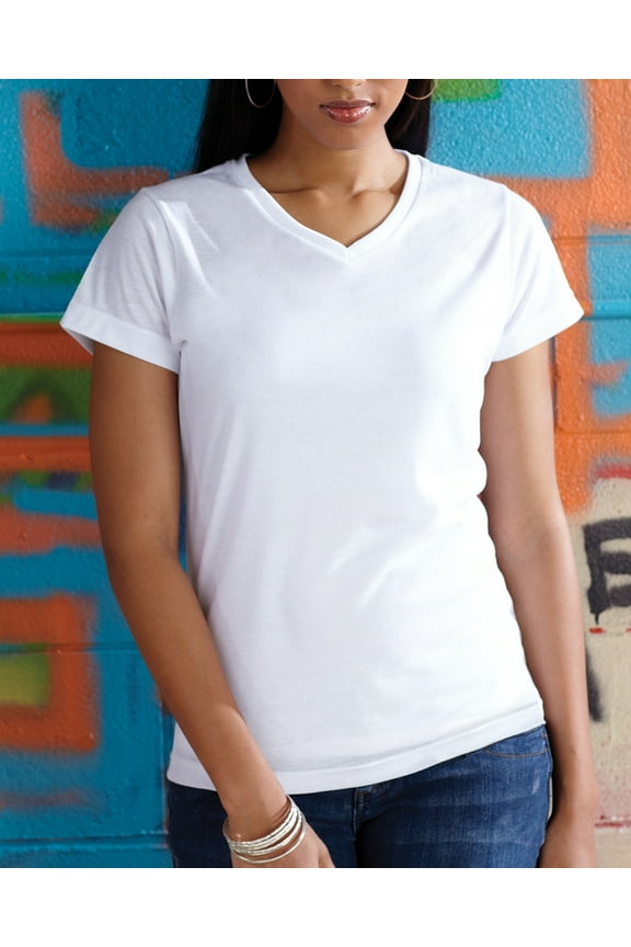 1507 Ladies' V-Neck Sublimation T-Shirt WHITE XL