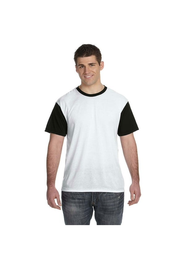 Contrast Ribbed Collar Blackout Jersey T-Shirt, Style S1902
