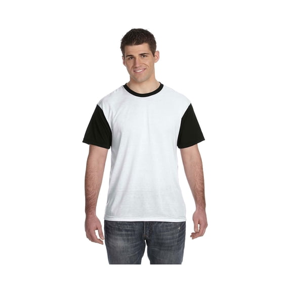 Sublivie Contrast Ribbed Collar Blackout Jersey T-Shirt, Style S1902