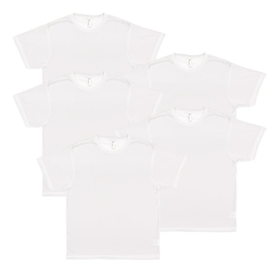 Sublivie Men's 100% Polyester Crew Neck Short Sleeve Sublimation Tee , Pack of 5- White, 3X