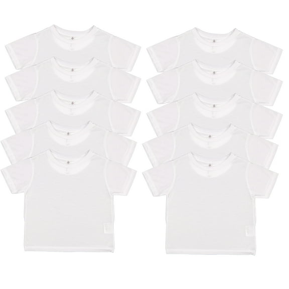 Sublivie Toddler 100% Polyester Crew Neck Short Sleeve Sublimation T-Shirt , Pack of 10- White, 5/6