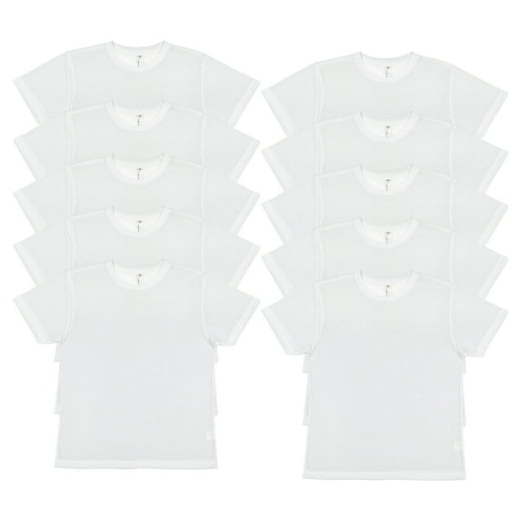 Sublivie Youth 100% Polyester Crew Neck Short Sleeve Sublimation Tee , Pack of 10- White, L