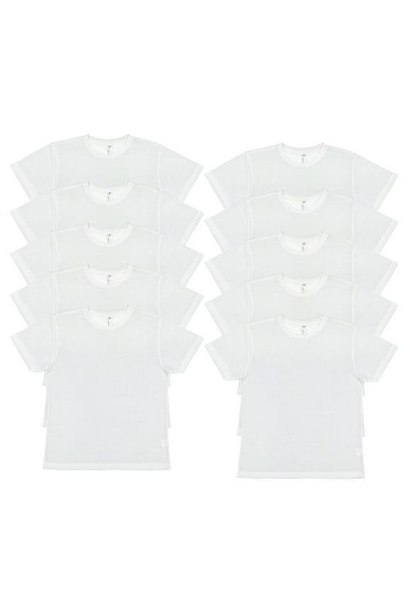 Youth 100% Polyester Crew Neck Short Sleeve Sublimation Tee , Pack of 10- White, L