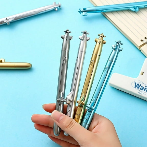 Submarine Ballpoint Pens, Creative Spacecraft Shape Pen, Black Ink Spinning Propeller Design for Office(Blue)