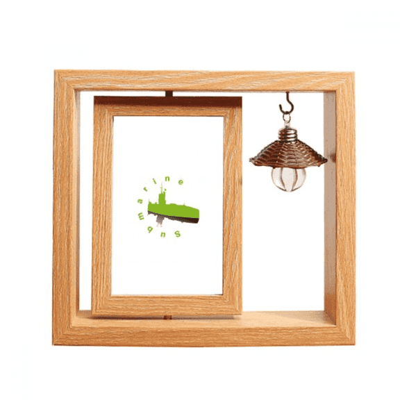 Submarine Sank Underwater Ocean Wooden Rotating Picture Photo Frame 4x6