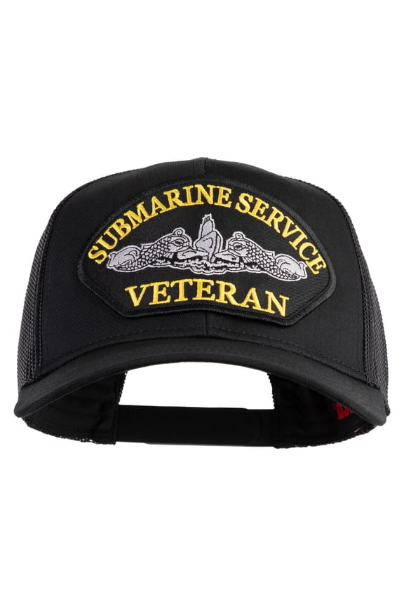 Submarine Service Veteran Patched Solid Cotton Twill Mesh Prostyle Cap - Black OSFM