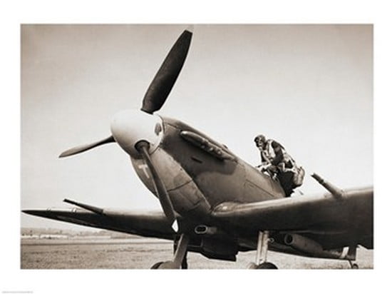 Submarine Spitfire WW-II British Fighter Canvas Art - (24 x 18)