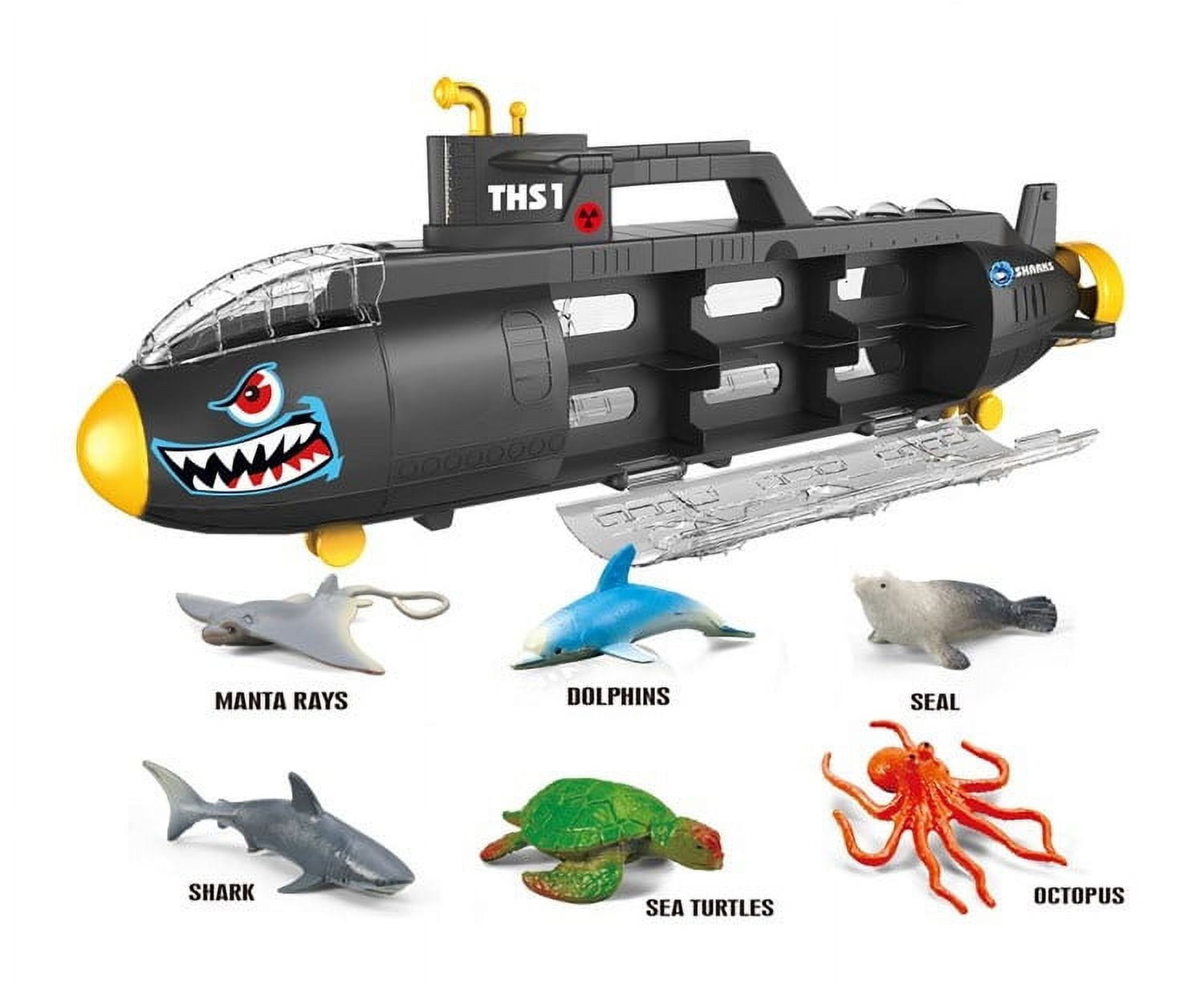 MUNDO TOYS Submarine Toy Shark Car Carrier w 6 sea animals and storage