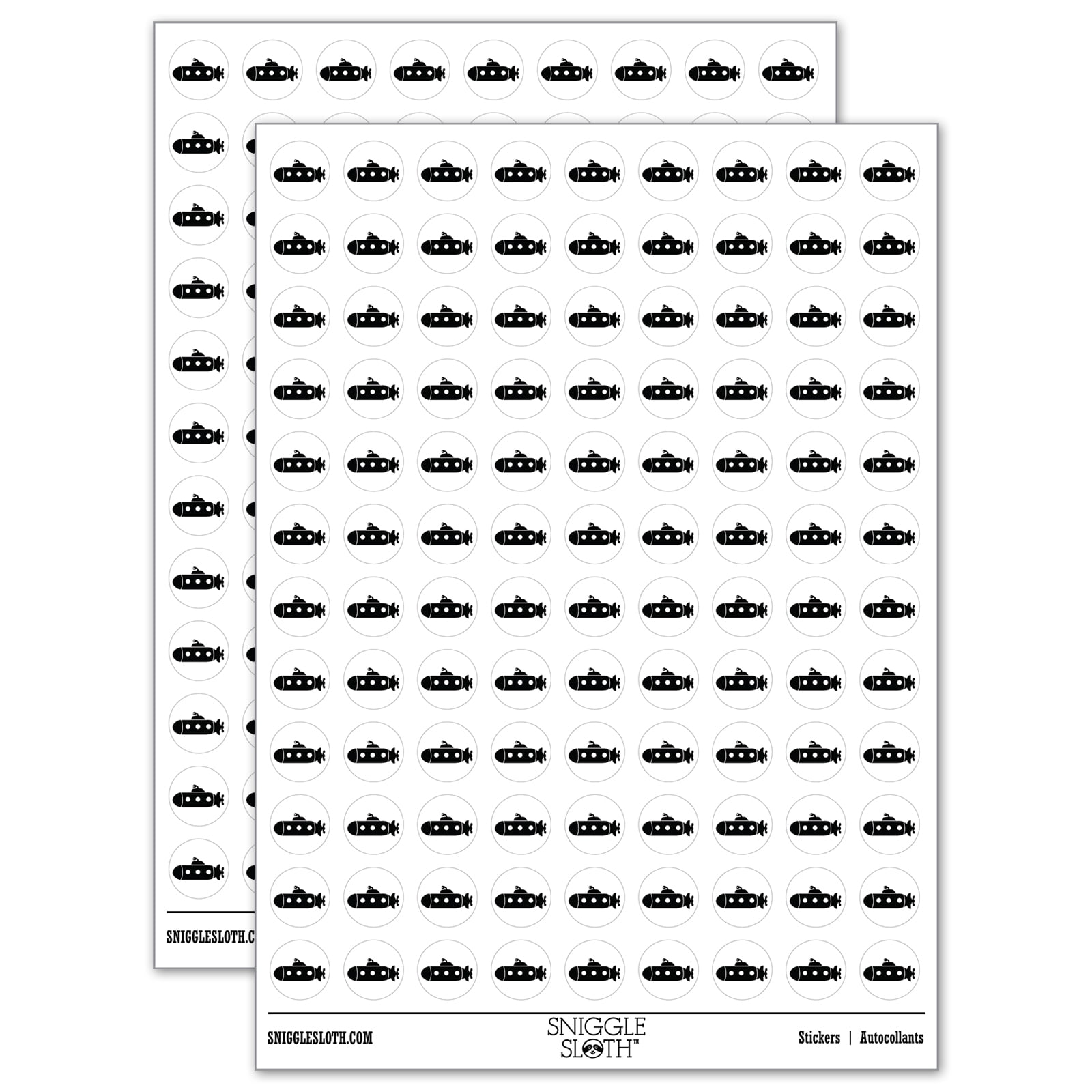 Submarine with Periscope Underwater Vehicle 200+ Round Stickers - White ...