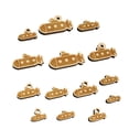 thumbnail image 1 of Submarine with Periscope Underwater Vehicle Wood Mini Charms Shapes DIY Craft Jewelry - No Hole - Various Sizes (16pcs), 1 of 7