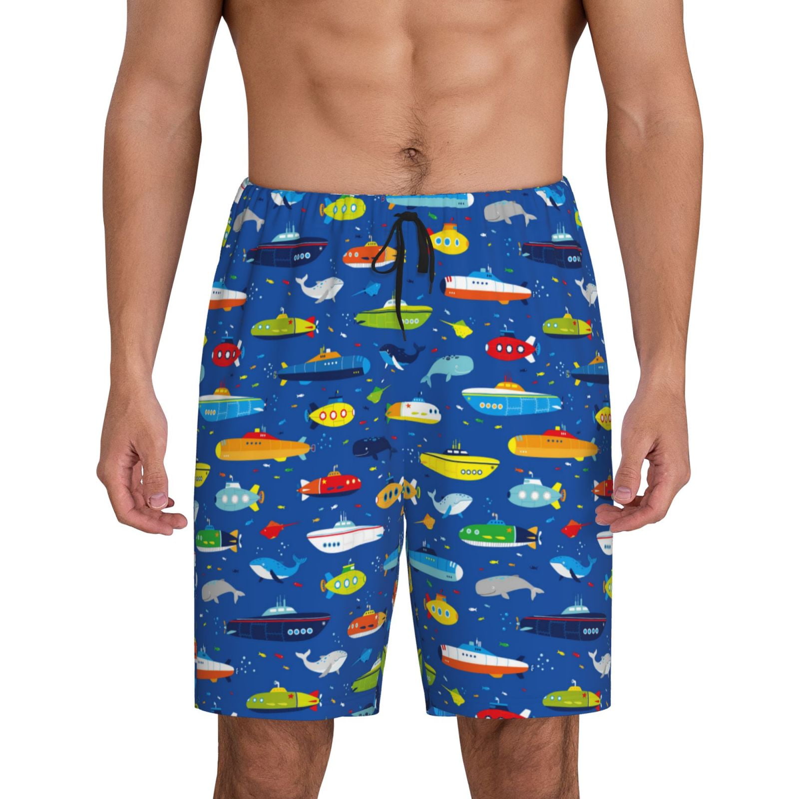 Submarines And Whales Mens Pajama Shorts, Men's Soft Lounge Sleep ...