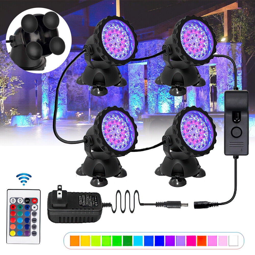 Submersible 36 LED RGB Pond Spot Lights, IP68 Underwater Light ...
