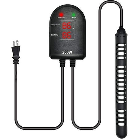 Submersible Aquarium Heater 300W Fish Tank Heater w/Intelligent External LED Digital Temperature Controller & Dual Temp Displays for Turtle Betta Fish Tank 25-80 Gallon