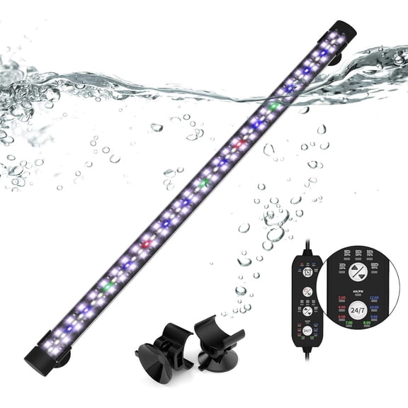 Submersible Aquarium Light for 24 to 43 Inch Fish Tank, 24/7 Cycle Fish Tank Light with Timer, Aquarium Plant Light with Full Spectrum+7 Single Colors, Auto On/Off, Adjustable Brightness