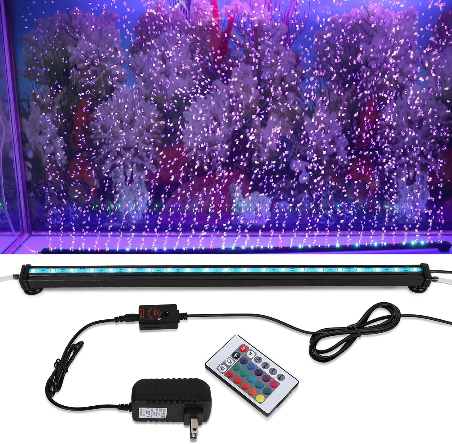 Submersible Aquarium Light, Fish Tank Light with Air Bubble Hole, RGB ...