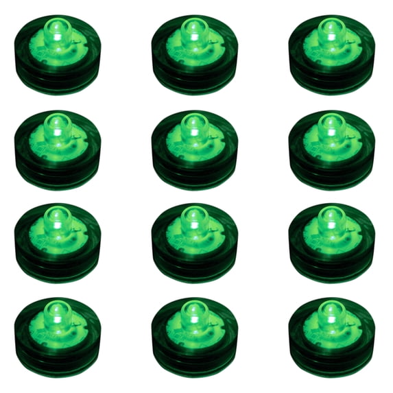 Submersible Battery Operated LED Lights - 12 Count (Green)