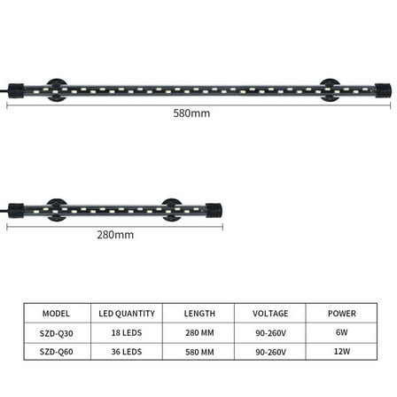 Submersible Fish Tank Light LED Aquarium Light Submersible Lights Underwater Light