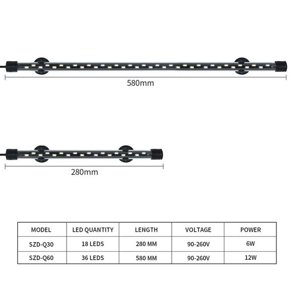 Submersible Fish Tank Light LED Aquarium Light Submersible Lights Underwater Light
