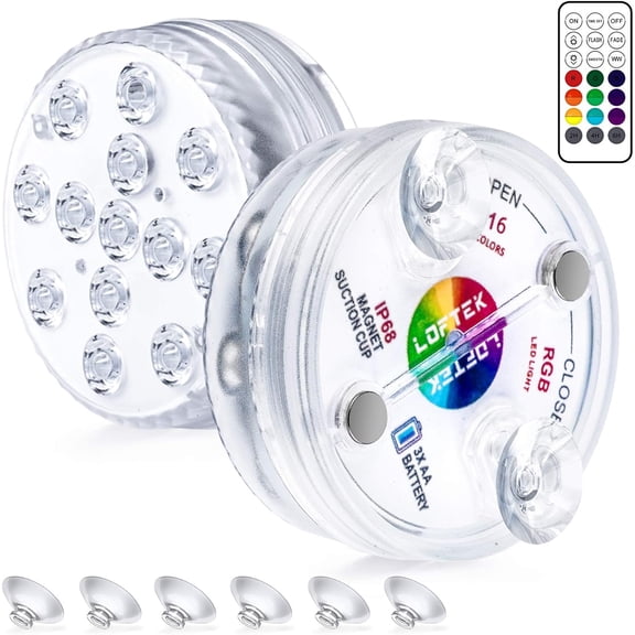 Submersible LED Lights with Remote, 13 LED Pool Lights for Inground Above Ground Pool with Magnets &Suction Cups,16 Color Changing Underwater Light for Ponds Battery Operated, 2 Pack