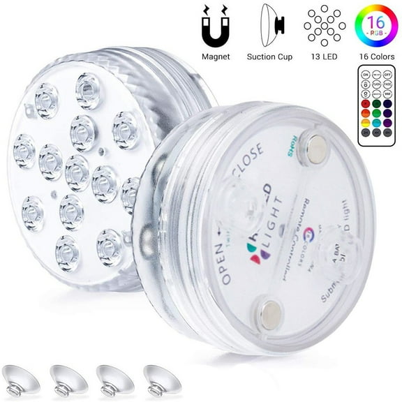 Submersible LED Lights with Remote, LED Pool Lights for Inground Above Ground Pool with Magnets & Suction Cups,16 Color Changing Underwater Light for Ponds Inground Pool