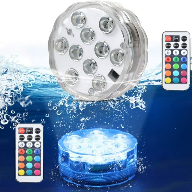 Submersible LED Lights with Remote RF,Full Waterproof Pool Lights for