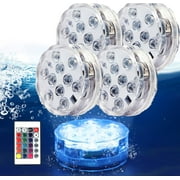 Submersible LED Lights with Remote RF,Full Waterproof Pool Lights for Inground Pool ,Color Changing Underwater Lights for Ponds Battery Operated (4 Packs)