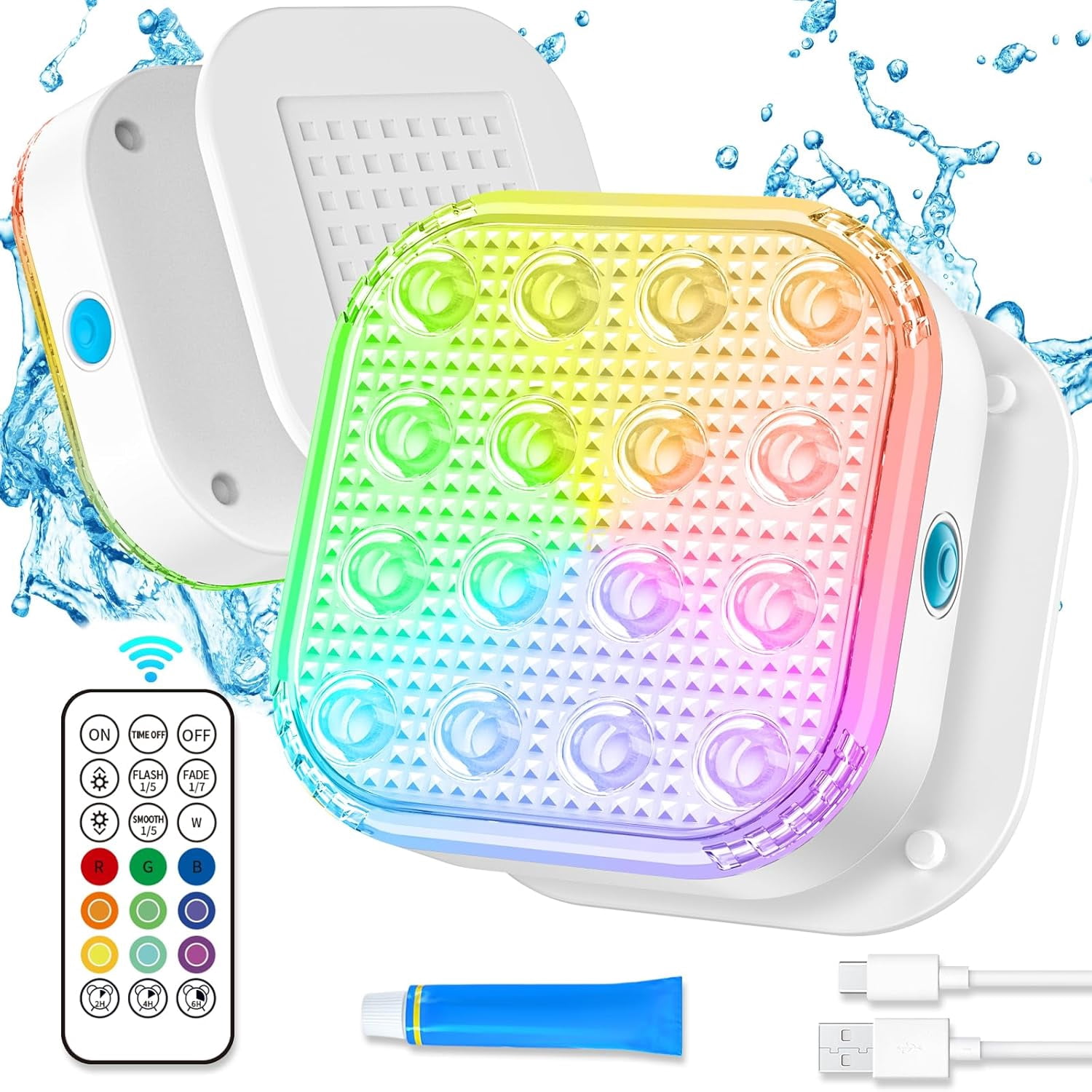 Submersible LED Lights with Remote, Waterproof Underwater LED Light ...