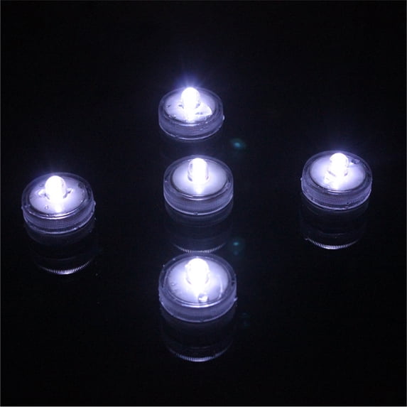 Submersible LED Lights, Waterproof Flameless Tea Lights, 12Pcs Long-Lasting Battery Operated Decorative Lights for Ponds Parties Vases, White