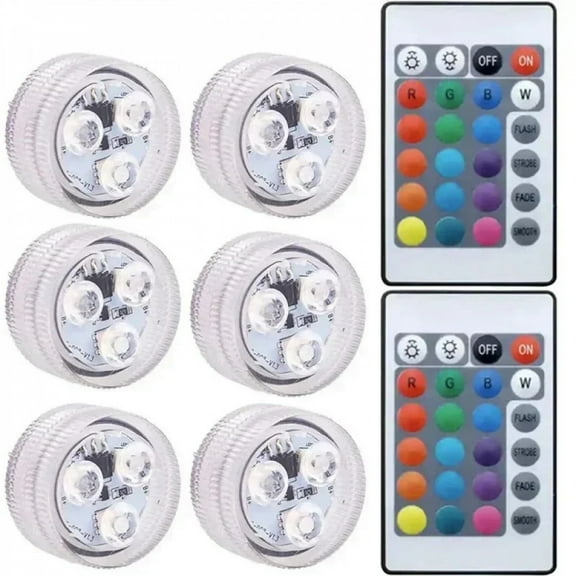 Submersible LED Lights Waterproof Underwater RGB with Remote Control Colour-Changing Light, Battery-Operated Flameless Lamps