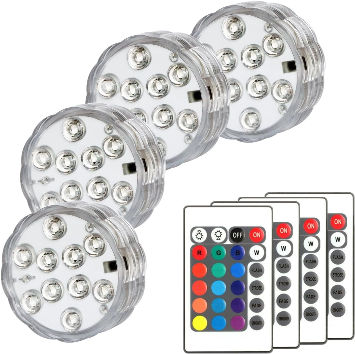 Submersible LED Lights with Remote,Battery Powered RGB Color Changing ...